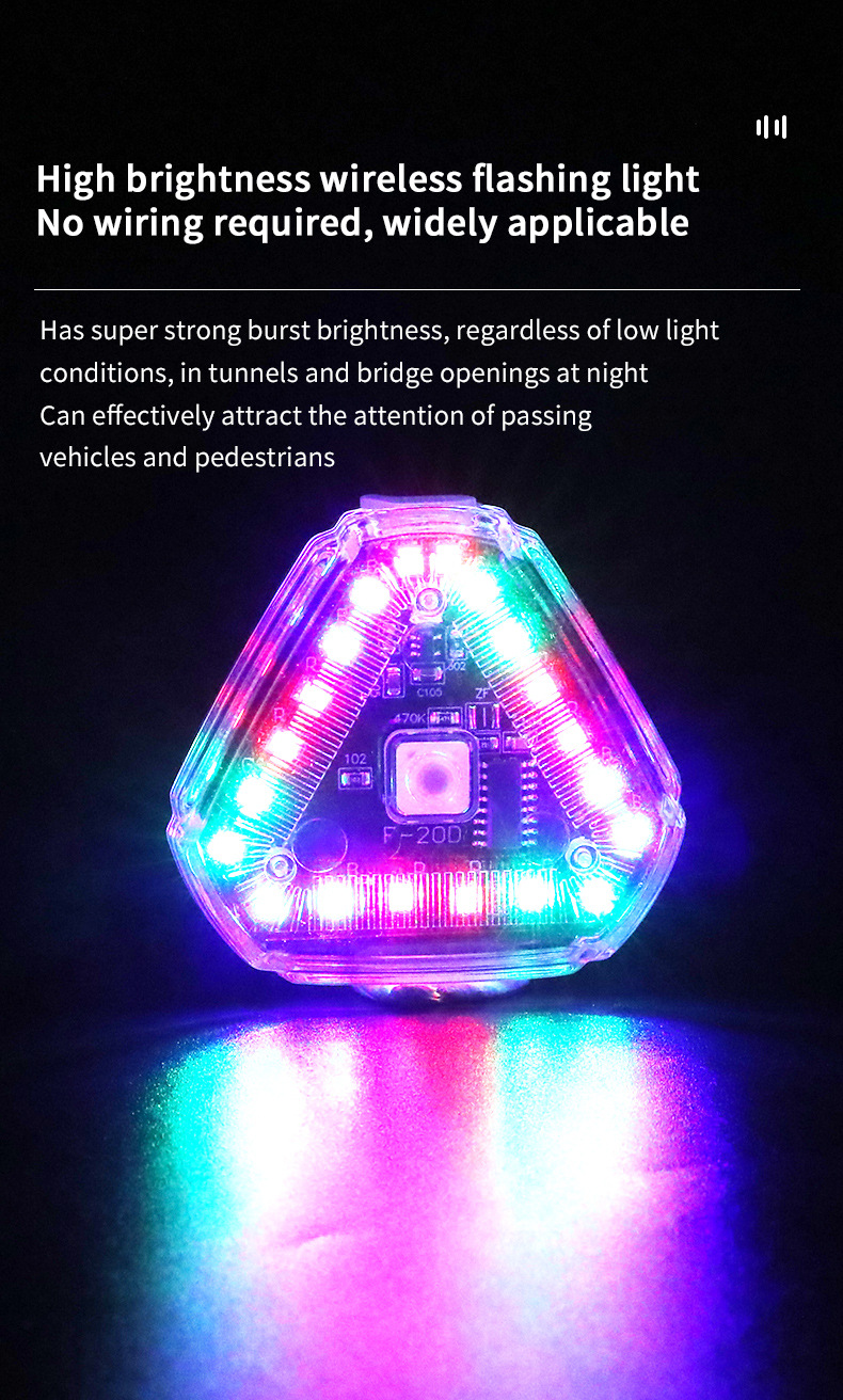 Motorcycle Navigation Light Strobe Light Modified Triangle Solar Light Universal Strobe Motorcycle Electric Non-Wired Car