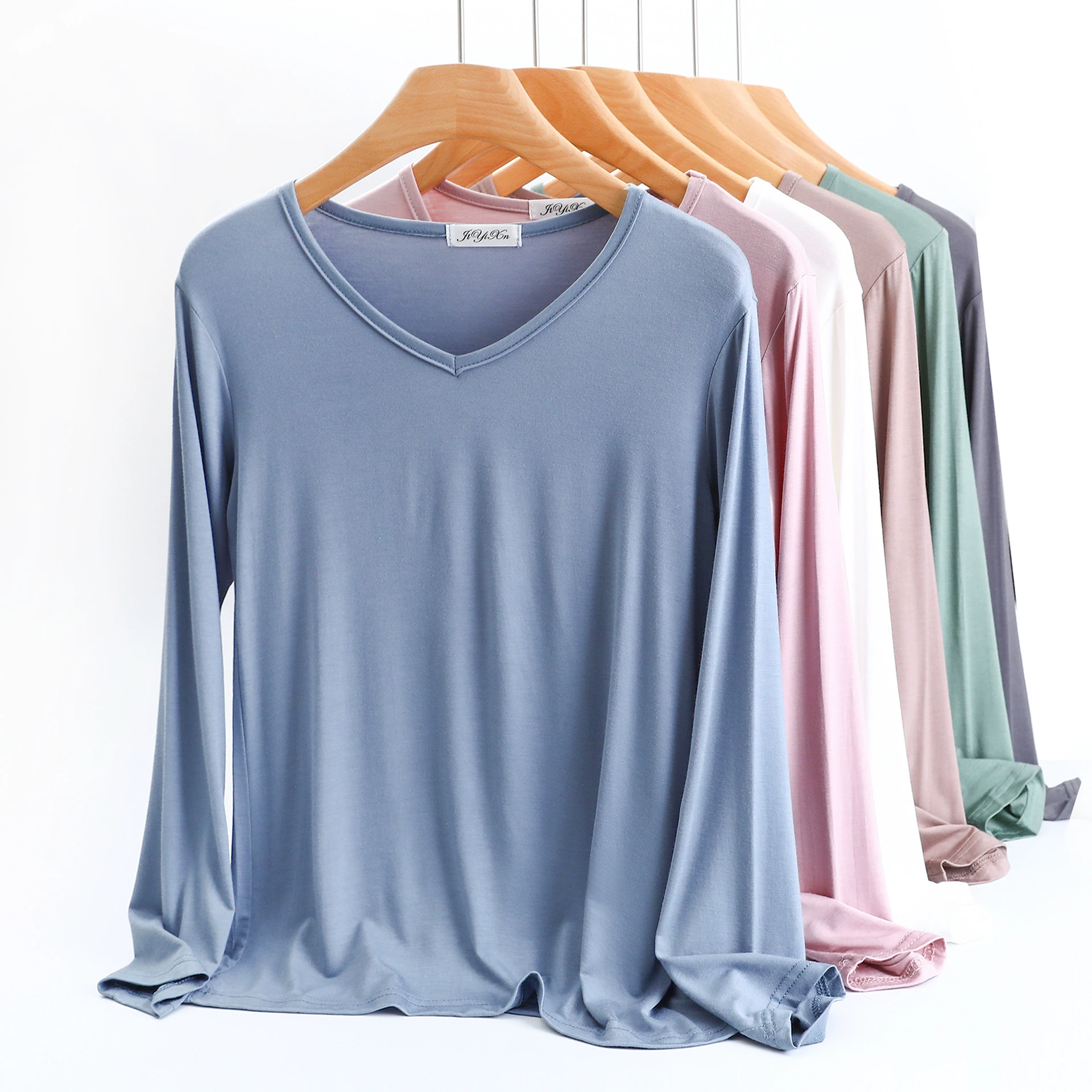 锦怡绚 Knitted base long-sleeve, slim fit, V-neckline