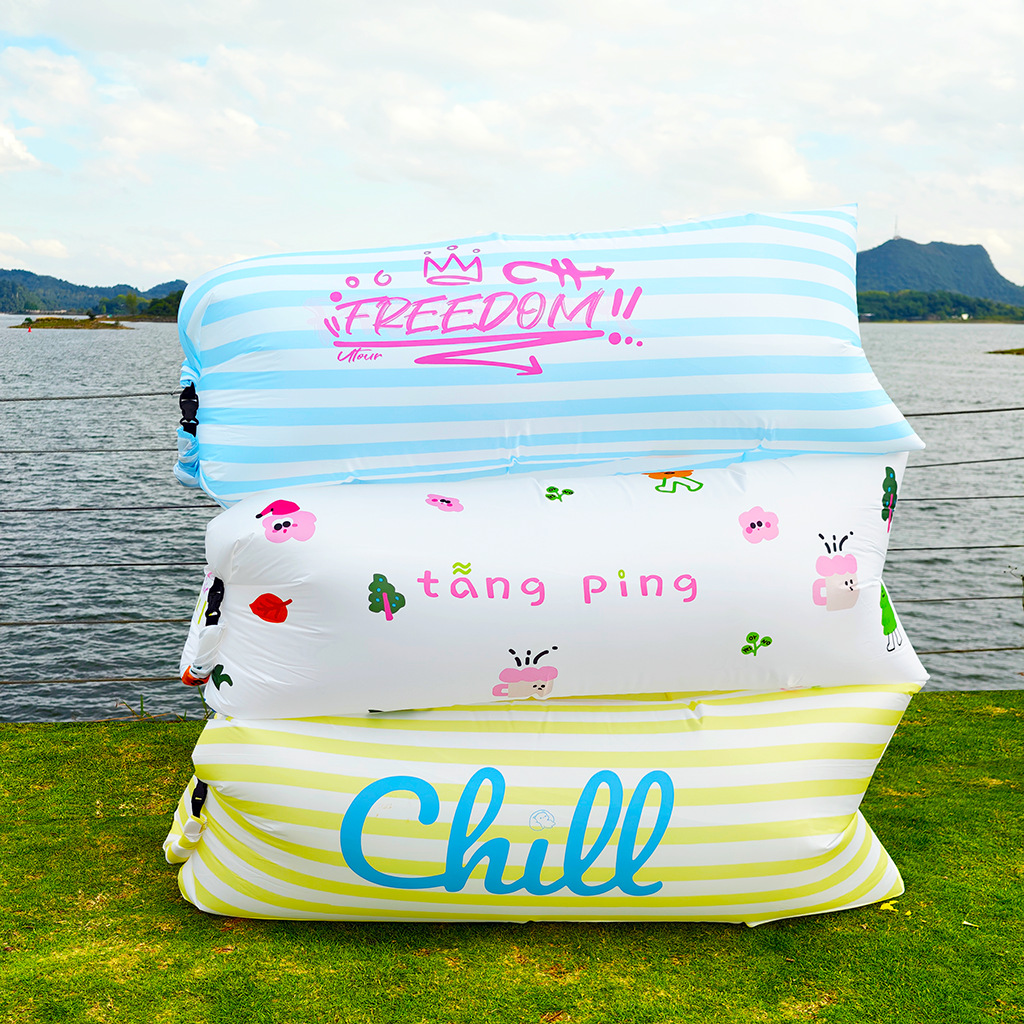 Inflatable Sofa for Outdoor Camping, Lazy Inflatable Air Sofa, Single or Double Portable Reclining Moon Sofa for Music Festivals