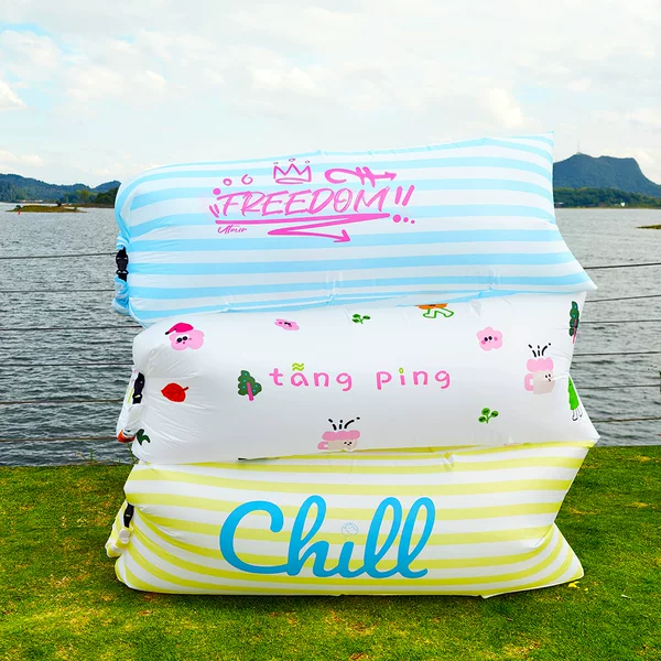 Inflatable Sofa for Outdoor Camping, Lazy Inflatable Air Sofa, Single or Double Portable Reclining Moon Sofa for Music Festivals