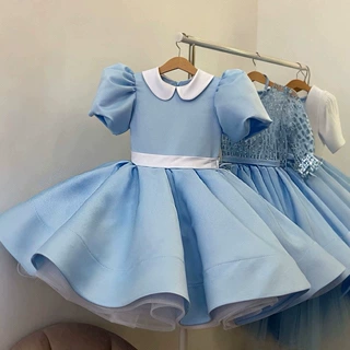 儿童主持人礼服高级感洋气缎面秋季钢琴演奏公主裙朗诵女童演出服