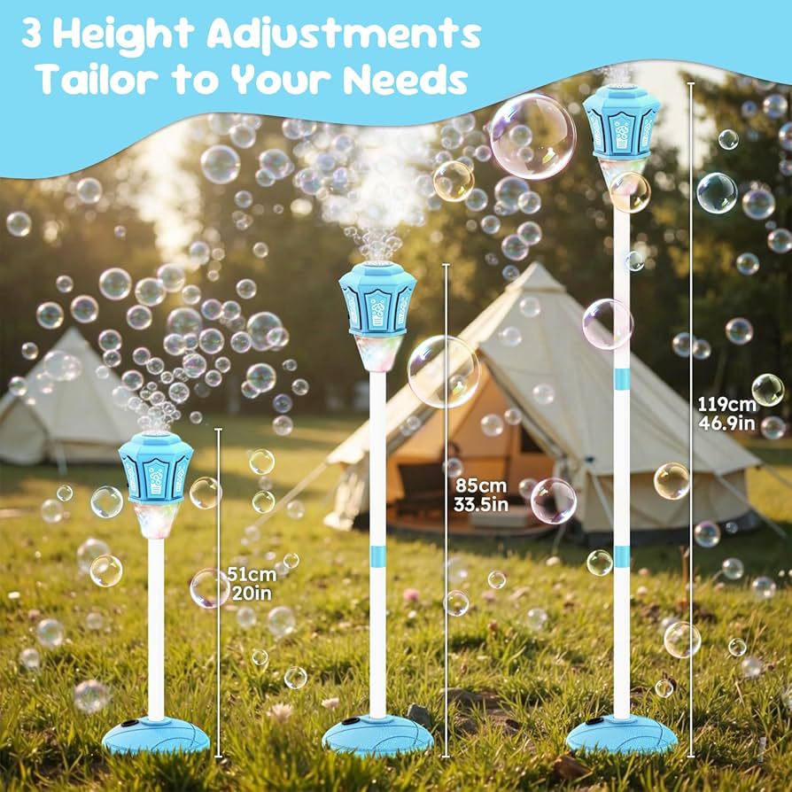 Máquina de burbujas para exteriores con luz y música, soplador de burbujas eléctrico totalmente automático, máquina de burbujas para camping, juguete para bodas