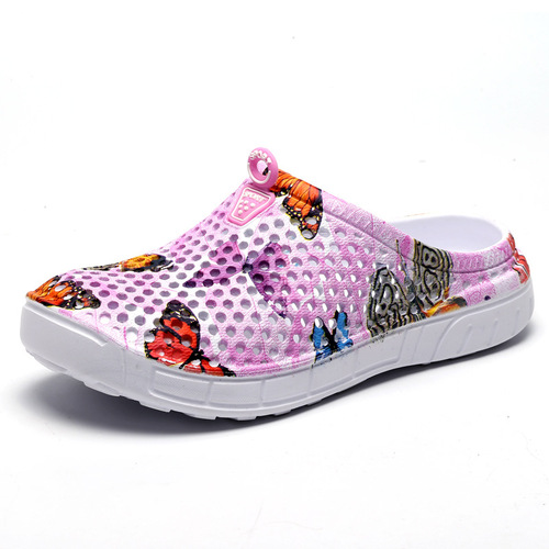 Women's Hole Shoes Butterfly Pattern Beach Slippers Outdoor Casual Versatile Breathable Comfortable Wearable Outdoors
