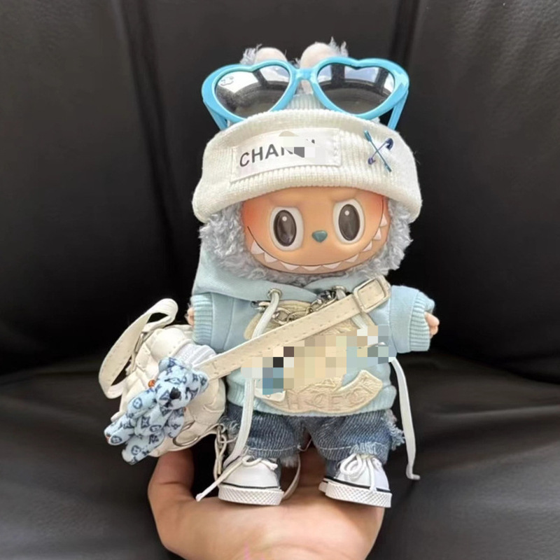 一二三代Labubu娃衣baby蓝小香风卫衣套装拉布布潮牌高定着替|undefined
