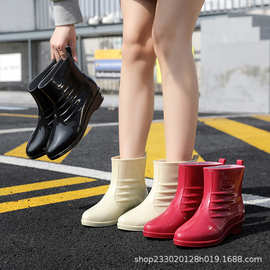 日本代购新款雨鞋女加绒时尚短筒胶鞋防水鞋防滑雨靴耐磨厨房鞋