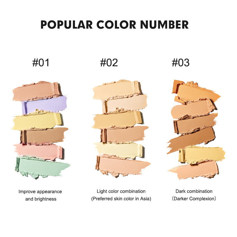 FAMOTY6 Color Concealer hellt die Hautfarbe auf und fixiert dreidimensionalen Concealer, feuchtigkeitsspendender und feuchtigkeitsspendender Service zum Abdecken von Akne-Print-Farb-Cro_voghion.com