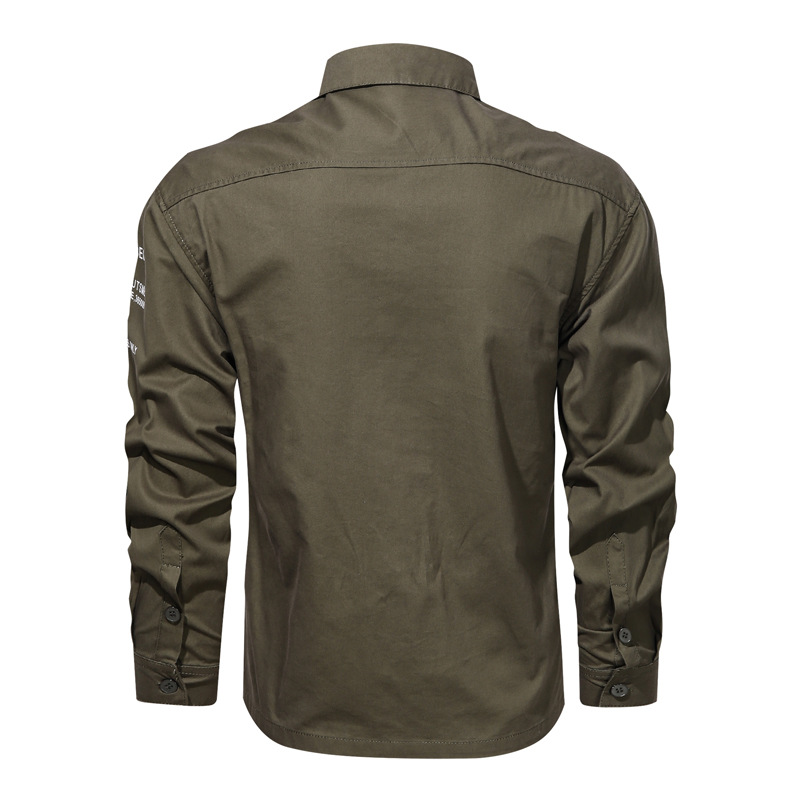 Camisas de trabajo de primavera, camisas de hombre, camisas de algodón europeo y americano, camisas de hombre de color sólido