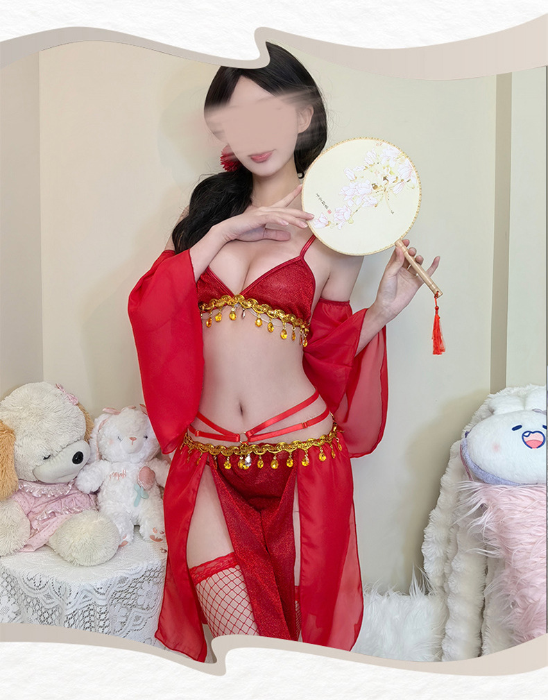 Alien Princess Hanfu-Style Lace Nightdress Set with Tube Top, Sleeves, Skirt and Panties — detail image 4