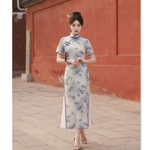 Floral Chinese dress for women girls qipao retro oriental cheongsam Embroidery Ethnic Style Improvement Long Odai Qipao Skirt Youth Vietnam Aodai dress