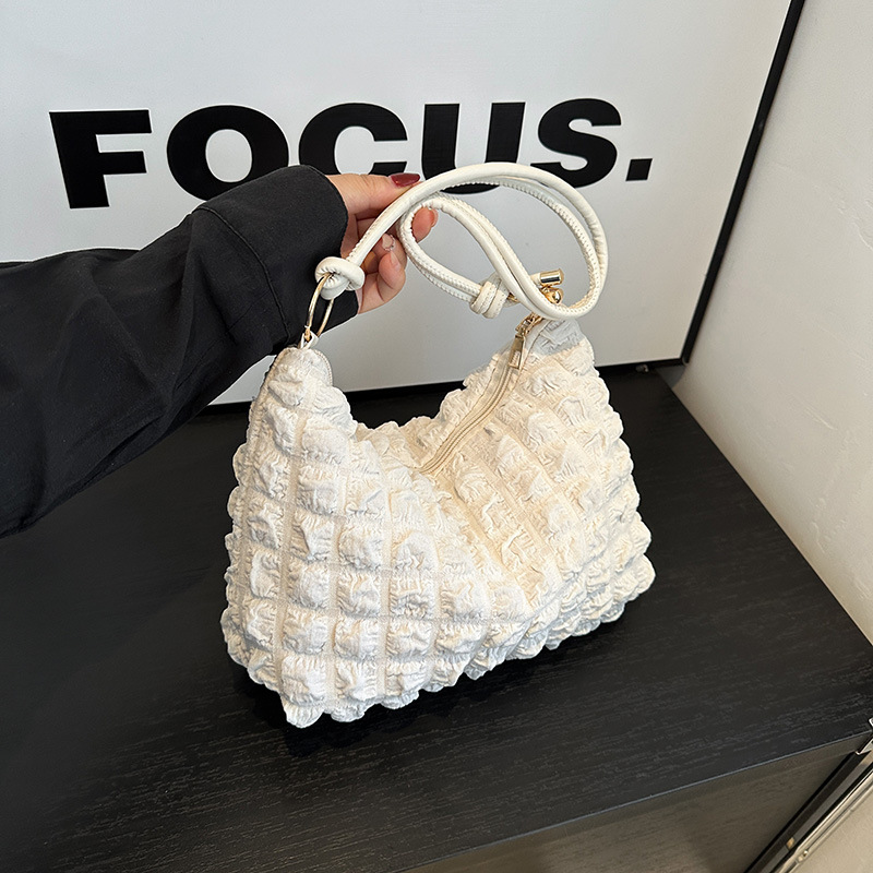 Comercio exterior crema blanca con bolso de hombro, bolso debajo de la axila, burbuja de nubes de nicho, textura lujosa, bolso de mujer universal image 7