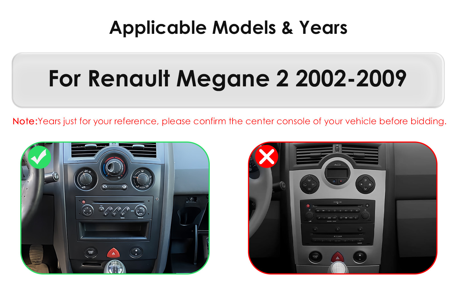 9inch Suitable for 2002-2009 Renault Megane 2Nd Generation Lower Center Console Android Navigation and Reversing Camera