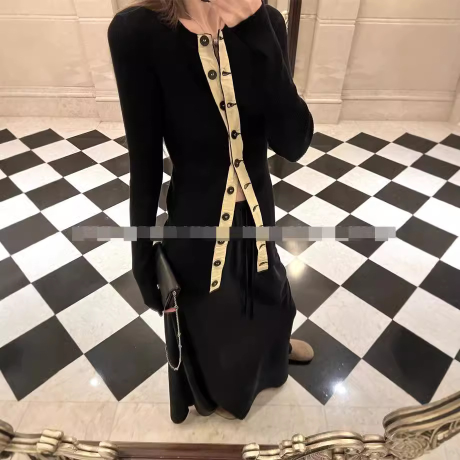 【现货】4P有点调调~拼麻针织衫女春夏季修身显瘦百搭开衫上衣