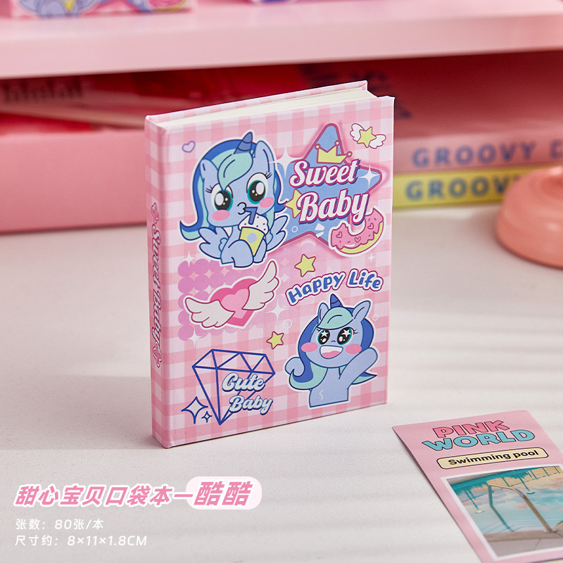 Sweetheart Baby Pocket Cuaderno portátil Pony rosa Cuaderno portátil Estudiante portátil A7 Libro de palabras Libro pequeño