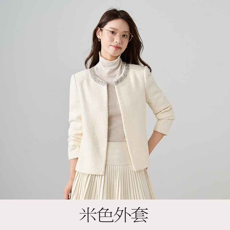 高级感短款小香风外套女2025早秋新款小个子时髦休闲圆领西服上衣|undefined