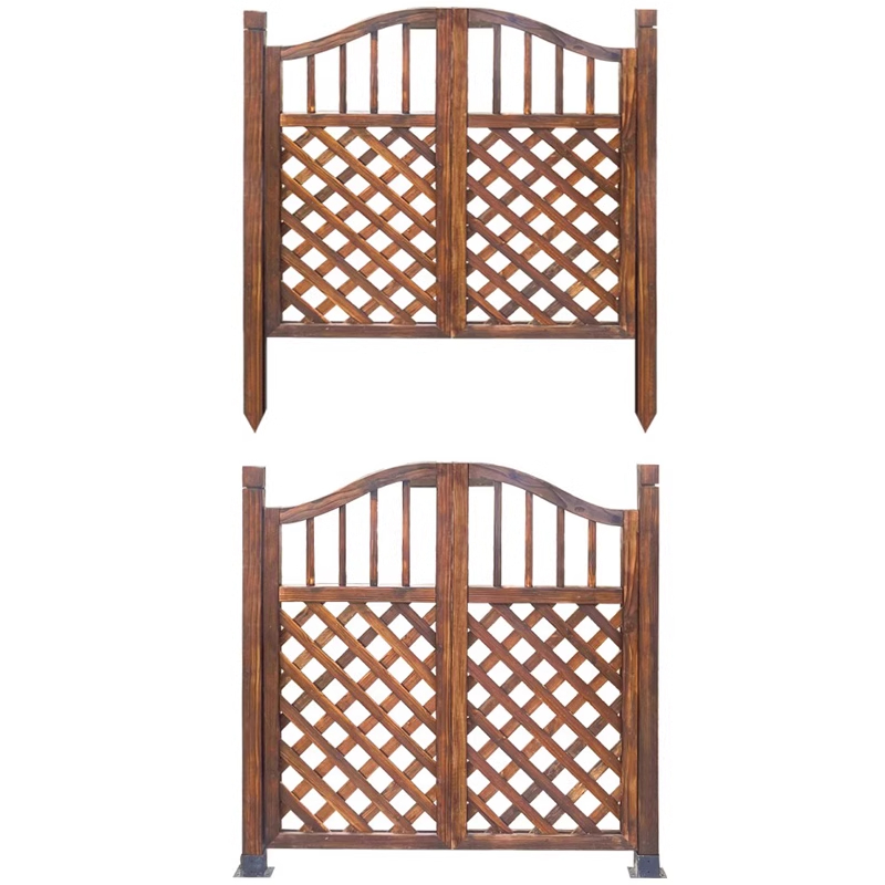 Puerta de valla patio pequeño patio al aire libre puerta de madera corrosiva valla doble puerta de valla jardín puerta de rejilla de madera