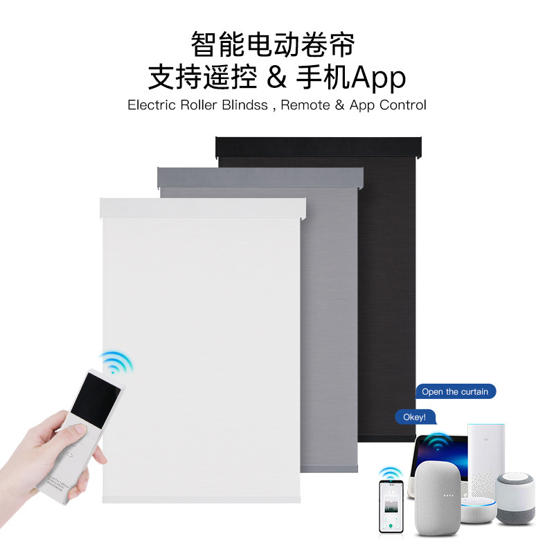 North America's Best-Selling Remote-Controlled Electric Curtains, Cross-Border Hotel Automatic Sunshade Curtains, Graffiti Smart Lithium Battery Electric Roller Blinds