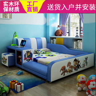 Children's Bed Boy Girl Solid Wood Tatami with Guardrail Single Bed Blue Pink Princess Bed Kidsren's Reading Bed