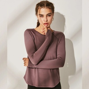 Trendy Sports Long-Sleeve Casual Loose Slimming Yoga Top for Women, Hip-Covering, Quick-Dry, Breathable Running Fitness Wear