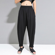 实拍暗黑夏季新款休闲裤欧美女装宽松弹力凉爽哈伦裤九分裤