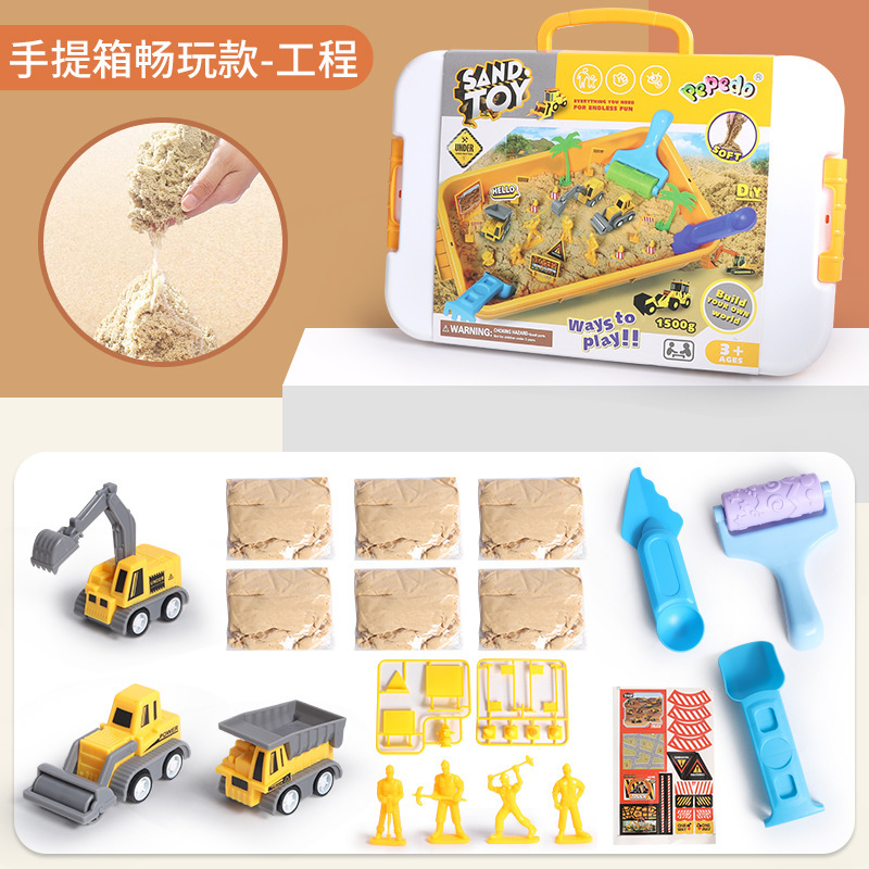 Juguetes para niños arena de almacenamiento conjunto de pastel helado maleta arena de cuarzo plástica arena de color juegos