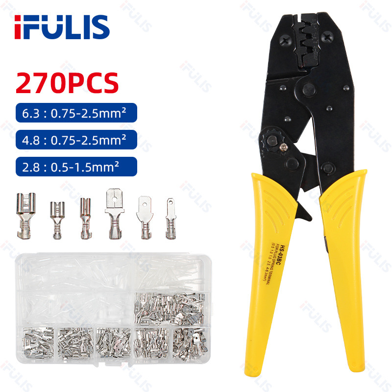 HS-03BC欧式9寸棘轮压接钳270pcs插簧端子压接钳开放式插塞端子钳