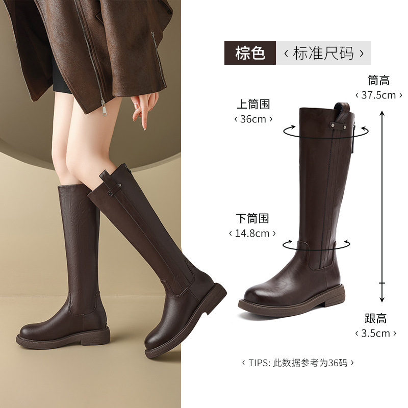 Botas negras para mujeres 2026 nuevo otoño y invierno con una base gruesa de vello, botas de caballero pequeñas.