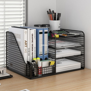 Folder Storage Box File Rack Desk Desktop Bookshelf Multi-Layer Large Capacity File Frame Storage Rack A4 Paper Organizer
