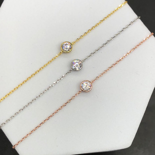 S925 Sterling Silver Single Diamond Bracelet Women's Simple Ins Style All-match Fashion High Carbon Diamond Chain Jewelry Wholesale