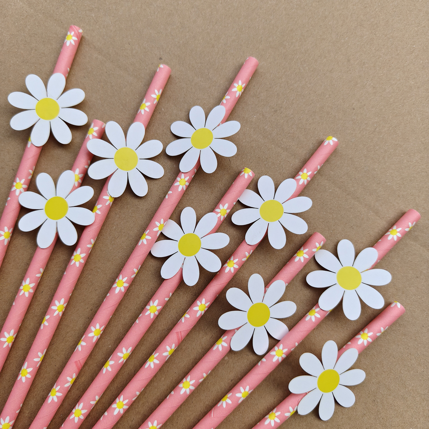 Flores de paja decoración fiesta papel paja margarita desechable postre pastel bar bebida paja