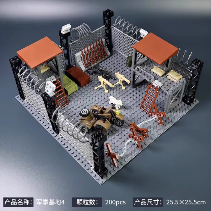 Bloques de construcción ensamblados de partículas pequeñas, armas, habitación, base militar, armas de la Segunda Guerra Mundial, minifiguras, compatibles con determinados juguetes de policía de alta tecnología.