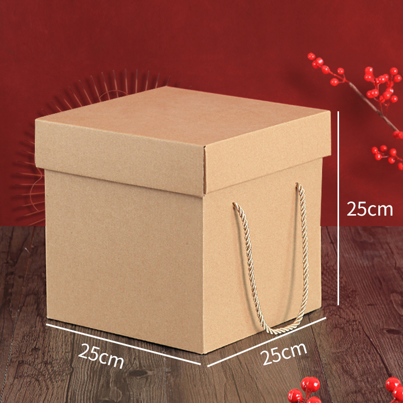 Caja de embalaje de papel corrugado kraft cuadrado caja de regalo de té caja de embalaje exterior caja de regalo kraft portátil caja vacía