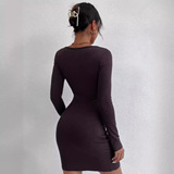 (Трансграничная торговля), сексуальный лонгслив для отдыха, платье, 2023, европейский стиль, с акцентом на бедрах