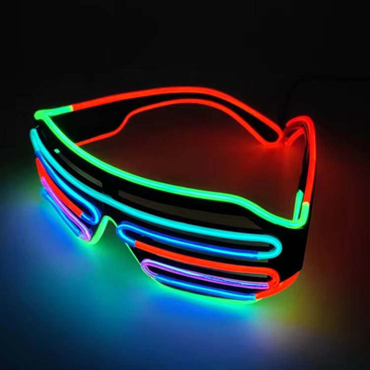 Gafas luminosas EL explosivas, accesorios de baile fluorescentes, artefactos de fiesta, persianas, gafas luminosas, suministros fluorescentes para fiestas de baile