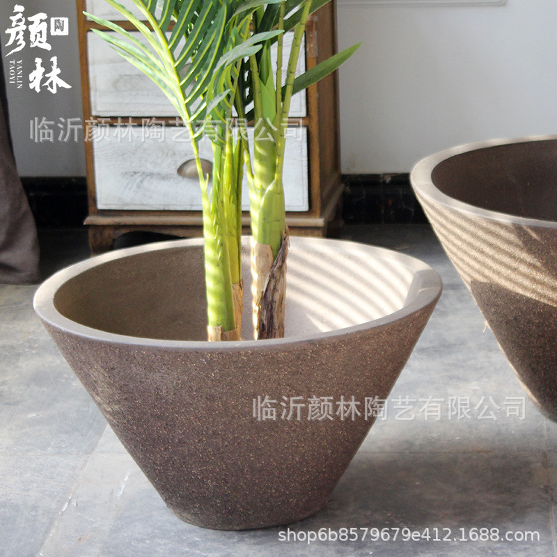 Flores de cuerno de boca gran maceta de cerámica gruesa combinación de paisaje gran diámetro mosaico gran maceta de paisaje gran maceta