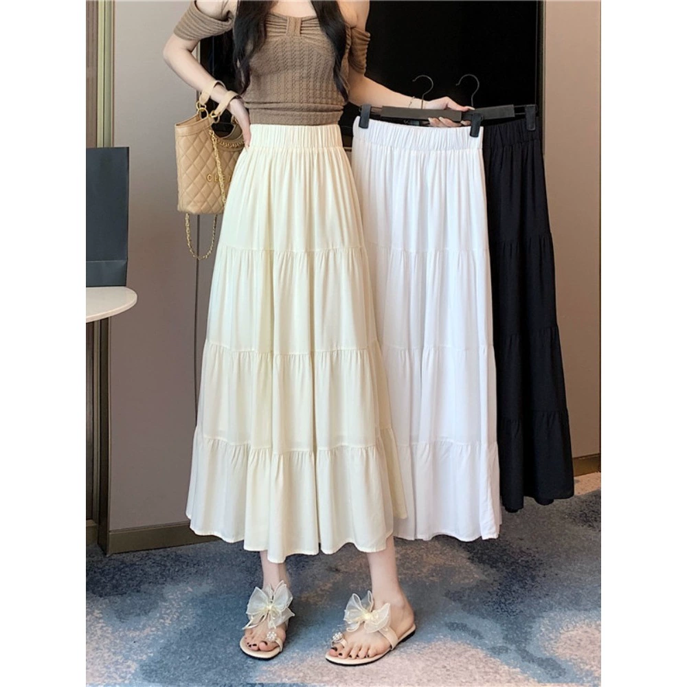 Летняя юбка феи больших размеров для женщин в корейском стиле, трапециевидной формы с высокой талией, утягивающая, универсальная юбка средней длины