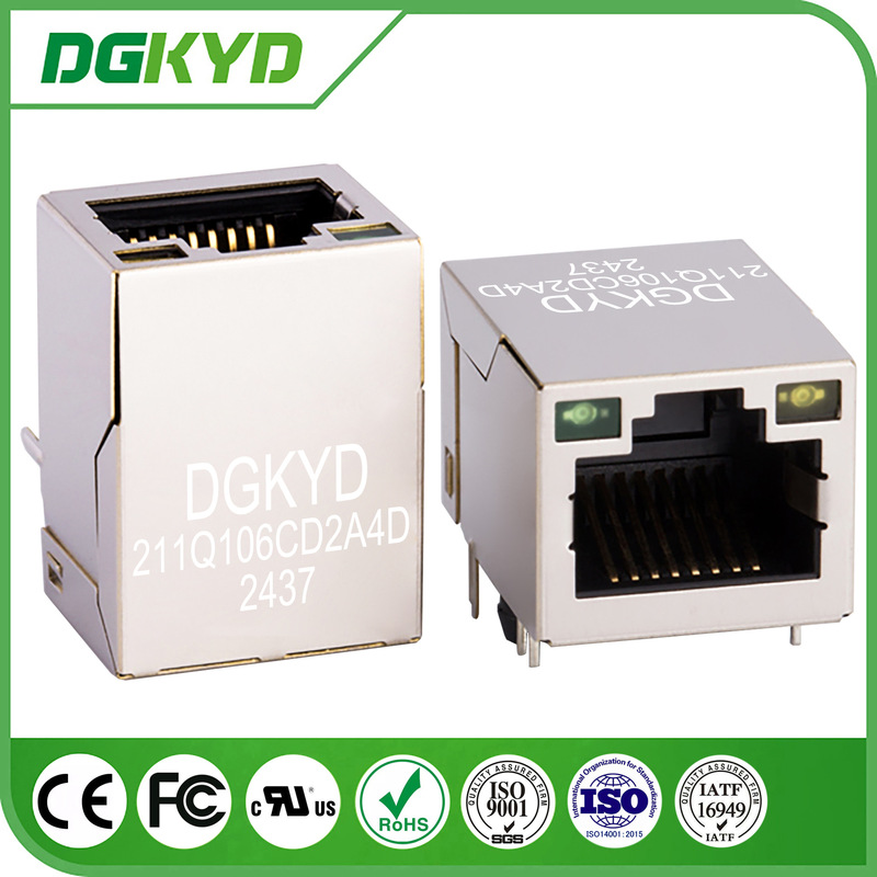 Single-Port Rj45 Connector Modular Block Jack Gigabit Ethernet Filter Dgkyd211Q106Cd2A4D Single-Port Rj45 Connector Modular Block Jack Gigabit Ethernet Filter Dgkyd211Q106Cd2A4D