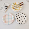 INS wind high value striped ripple dot under glazed ceramic disk Tuid dessert plate Korean breakfast swing vlog disk