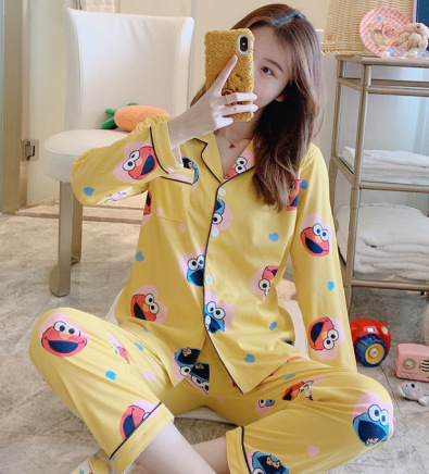 Nuevas celebridades de Internet ins viento primavera otoño pijamas mujeres de manga larga versión coreana japonesa dulce y lindo traje de servicio a domicilio de confinamiento