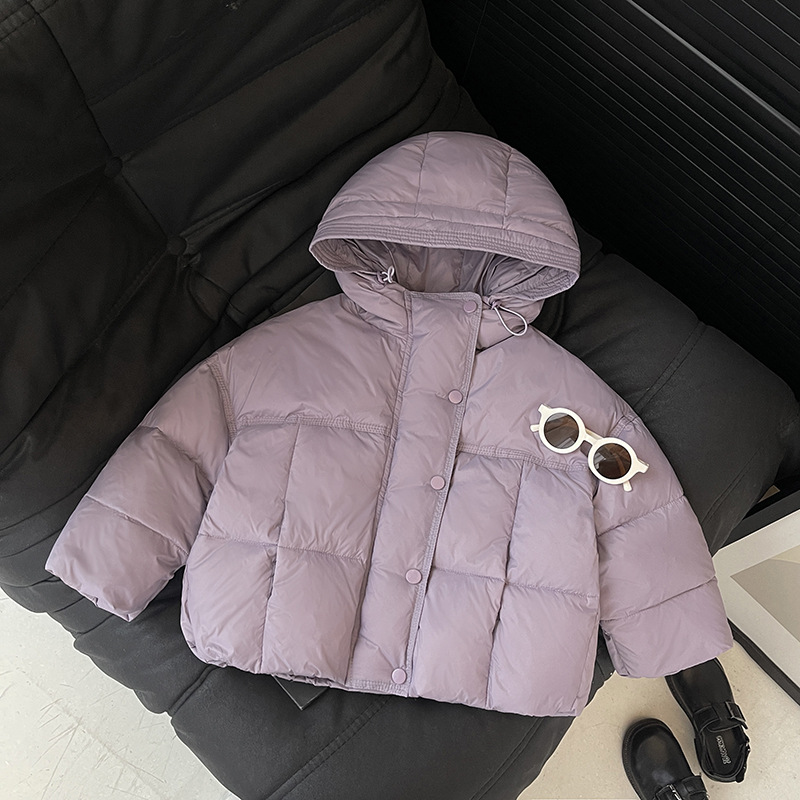 2025 Winter New Arrival: Fashionable, Simple, Solid Color, Versatile, Casual, Loose-fitting, Hooded, Thick, Warm Cotton-padded Jacket for Boys and Girls