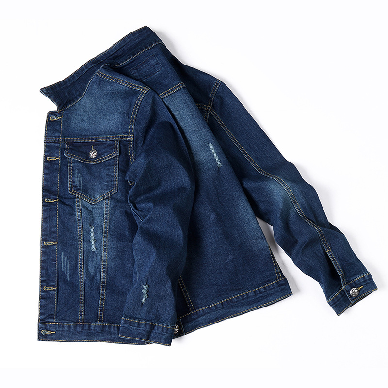 Men's Clothing Spring Men's Jacket Washable Versatile Holes Simple Fit Denim Jacket Men_voghion.com