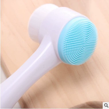 Double-sided soft silicone facial cleansing brush, fiber hair + silicone + ABS, deep pore cleanser