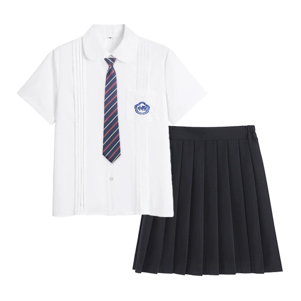 Mini-skirt, tie, with short sleeve