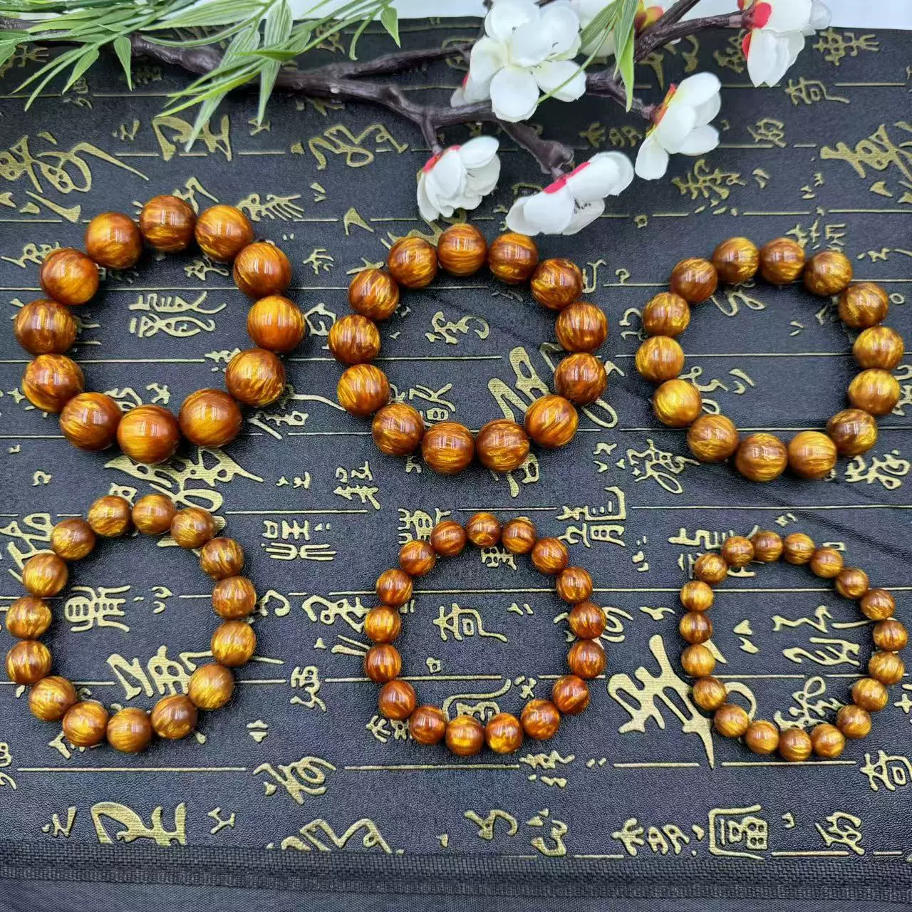 Organic bracelet, rosary with round beads walnut for men and women, wholesale