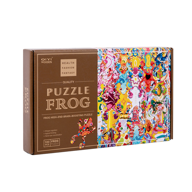 Rana de madera rompecabezas de arte animales de madera pareja puzzle puzzle de educación temprana juguetes cognitivos puzzle de iluminación cognitiva infantil