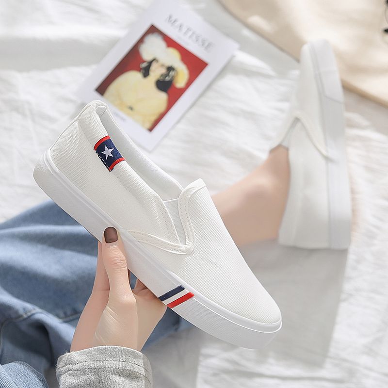 一脚蹬老北京布鞋女生百搭ins潮流低帮鞋情侣休闲小白鞋帆布鞋子