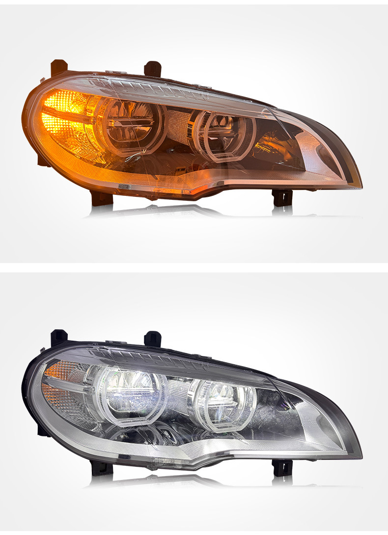 Suitable for 07-13 BMW X5 headlight assembly E70, modified with high-end LED angel eyes daytime running lights and turn signals