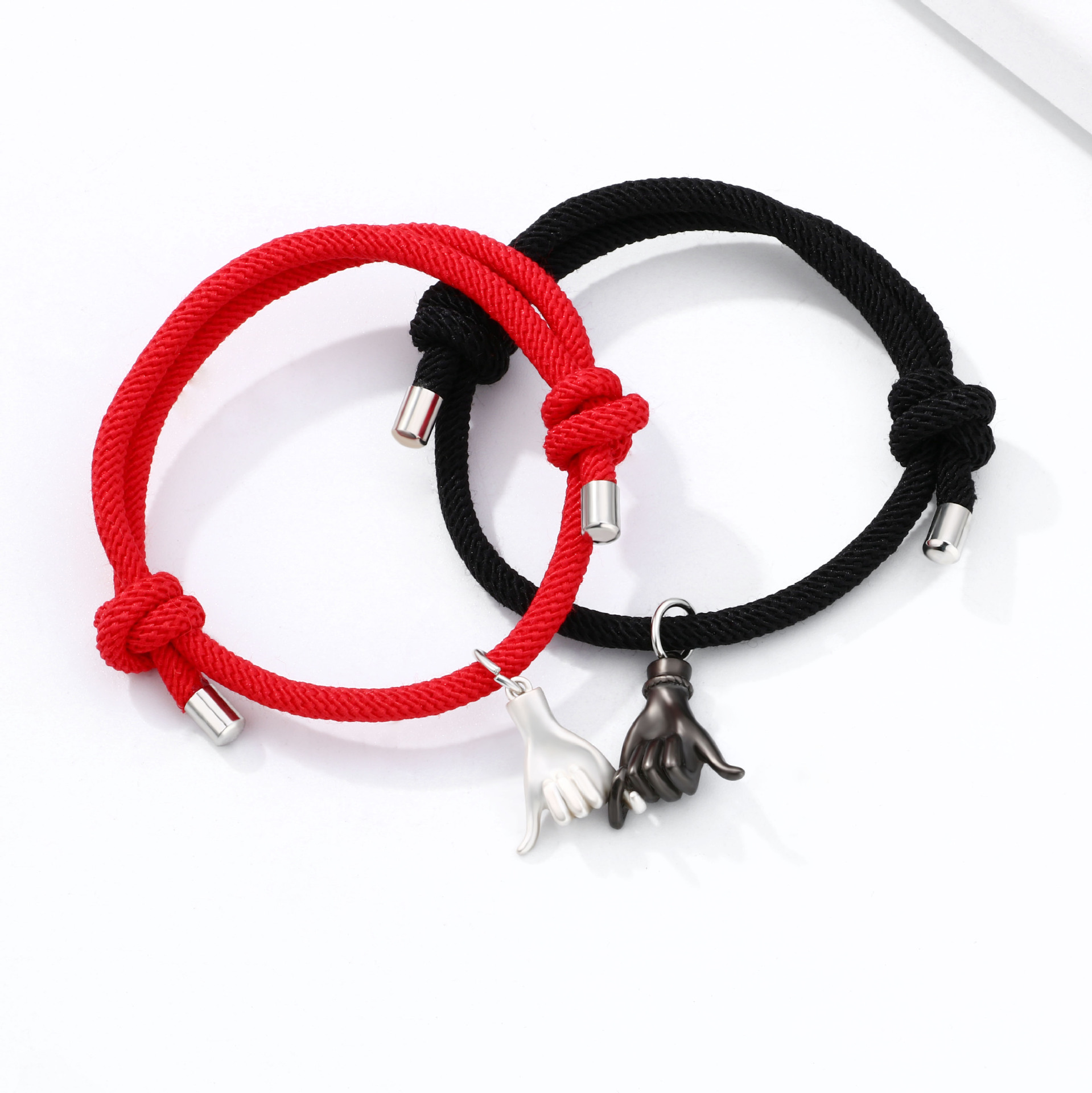 Casual Simple Style Gesture Alloy Rope Plating Valentine's Day Couple Drawstring Bracelets display picture 2