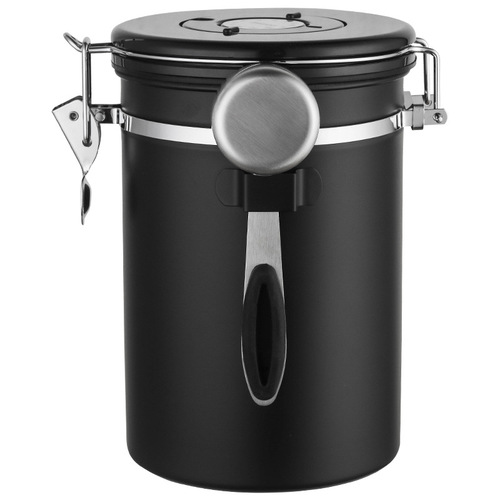 304 stainless steel exhaust valve breathable sealed storage tank with spoon fresh-keeping tank coffee bean tank coffee sealed tank