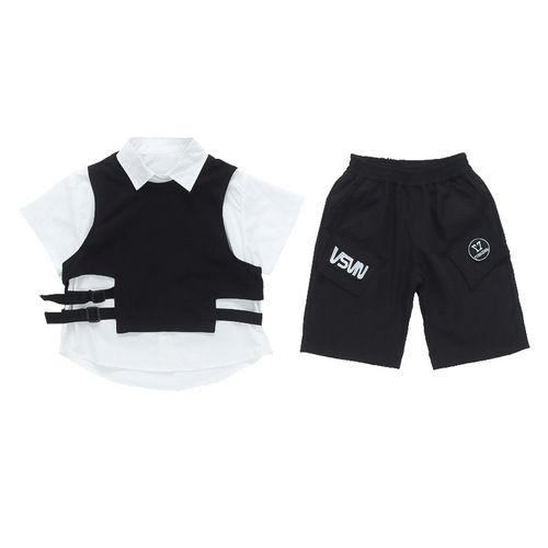 Boys vest shirt casual suit  summer new style children's handsome three-piece set baby street clothes