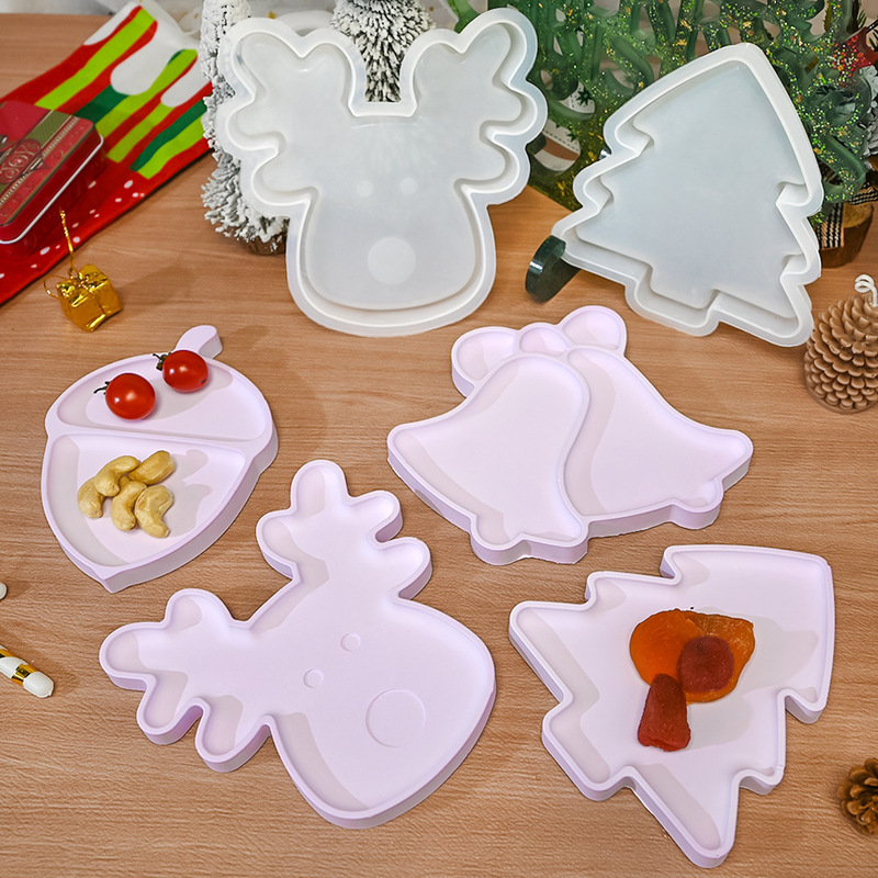 DIYクリスマスツリーフルーツトレイシリコンモールド石膏クリスマスエルク型抜きしやすいコースターエポキシモールド|undefined